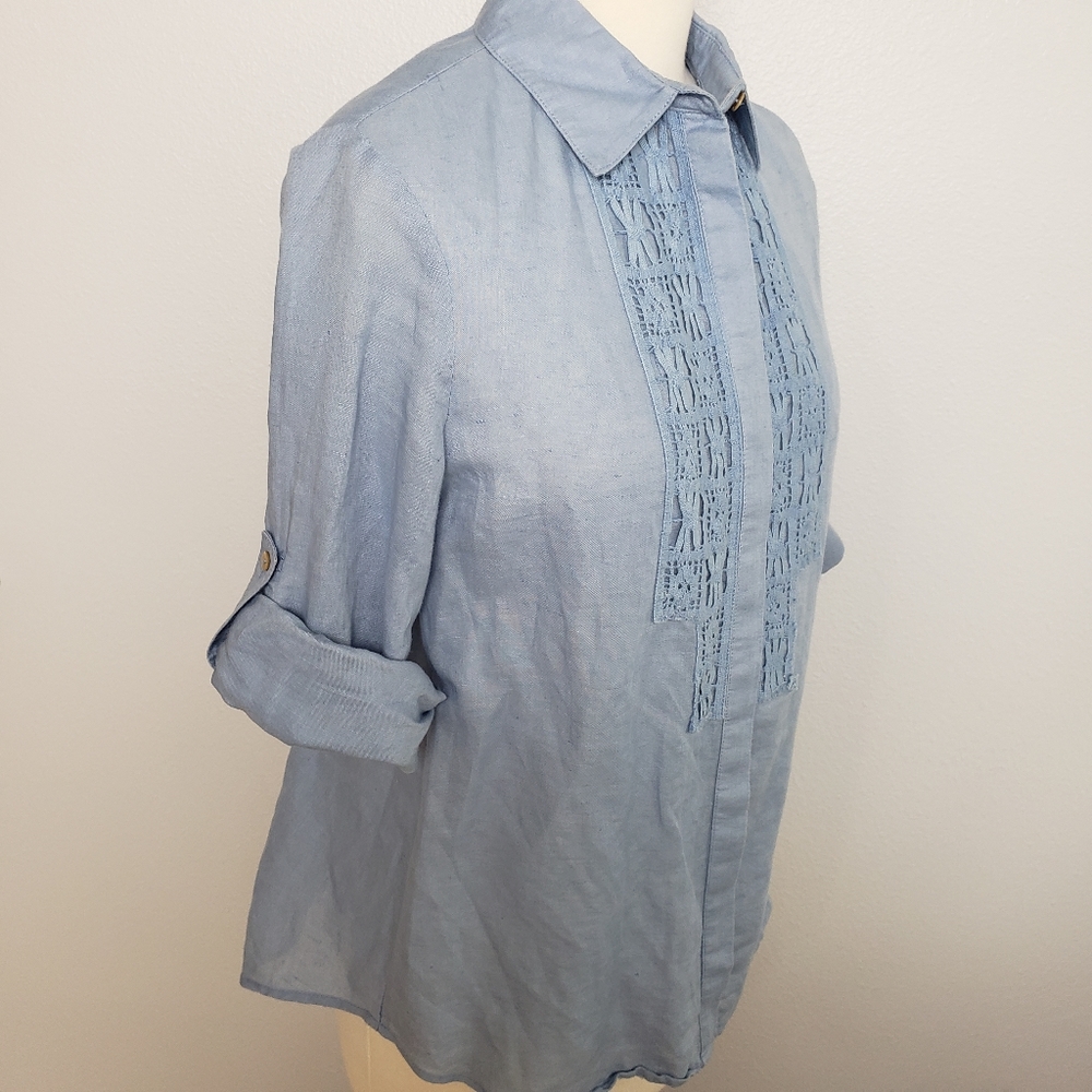 Max Studio Linen blend button down XS RN # 58822 - Picture 4 of 8